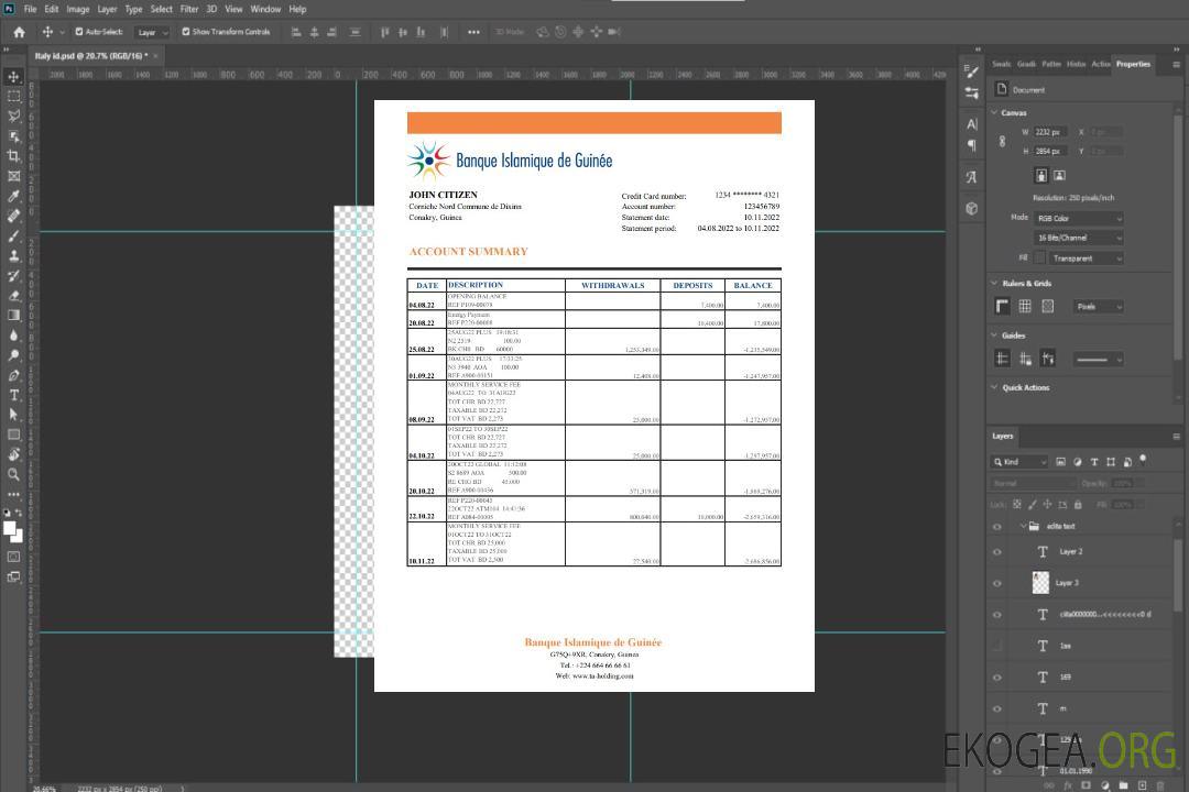 Guinée Déclaration de la Banque Islamique de Guinée template